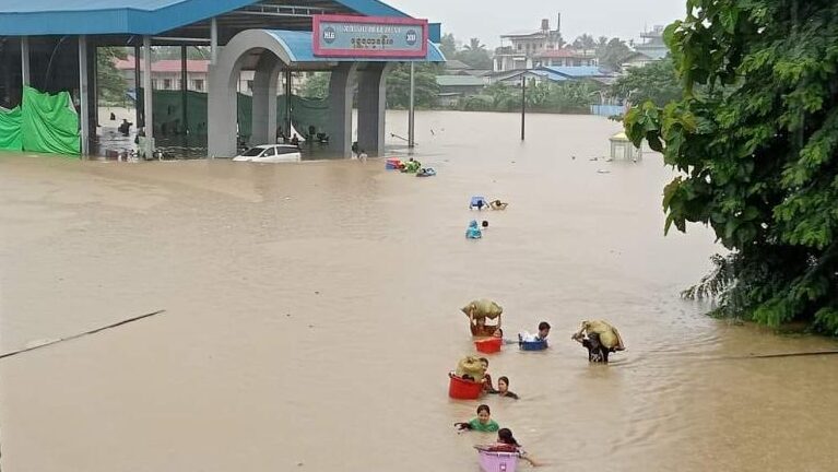 In Myitkyina the Irrawaddy River is rising at a rate of almost three inches per hour and is currently more than four feet above the critical water mark e1720896094520